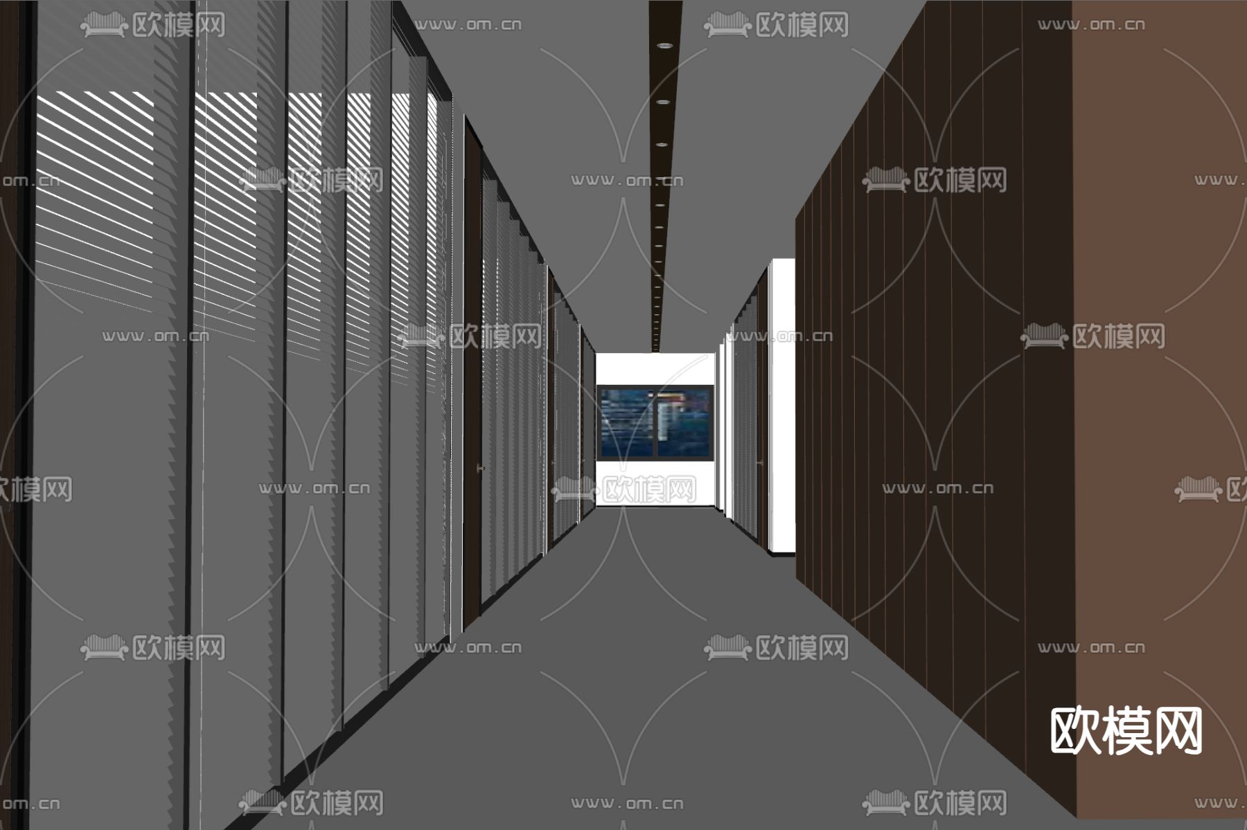 现代办公室过道su模型下载（渲染图2）