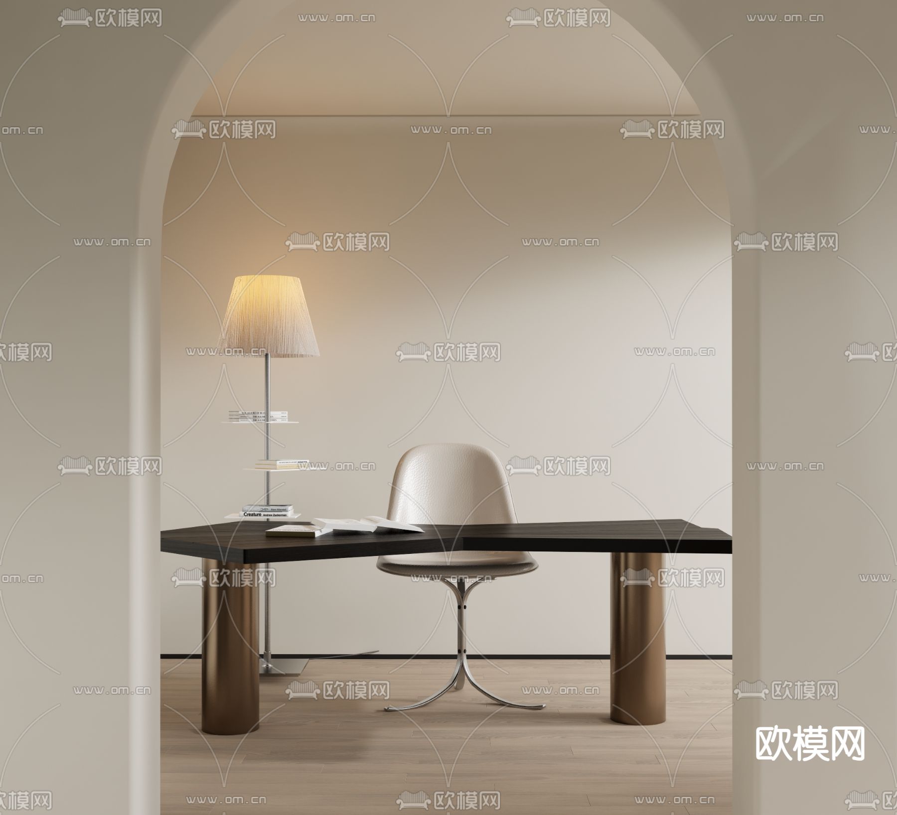 现代书桌椅su模型下载（渲染图1）