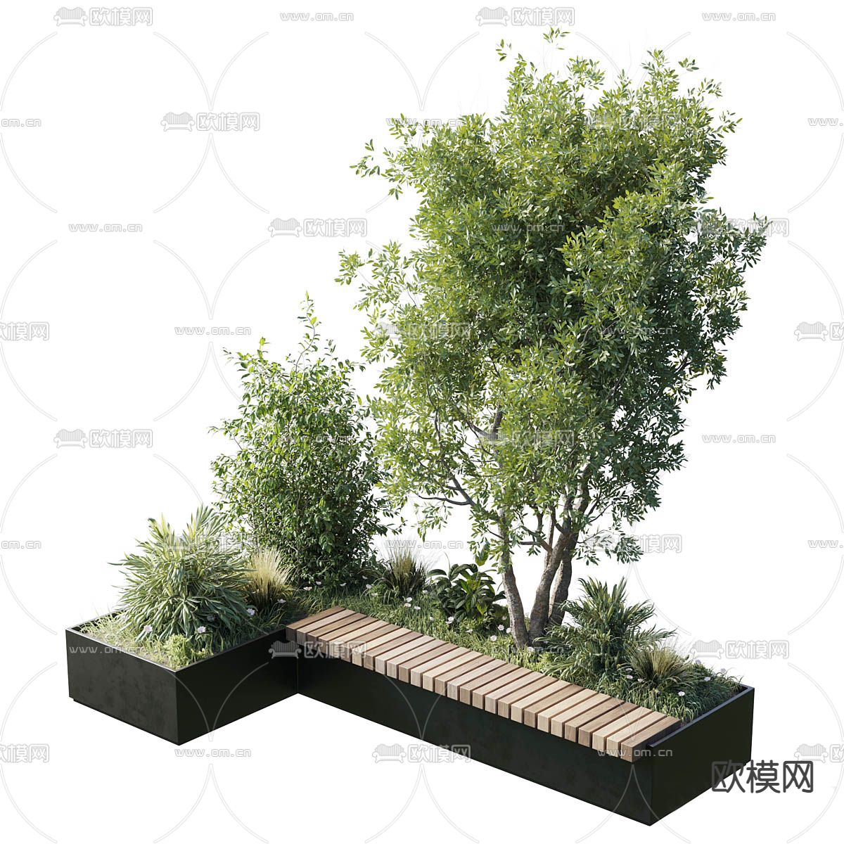 户外椅 树池椅 公园椅3d模型下载（渲染图1）