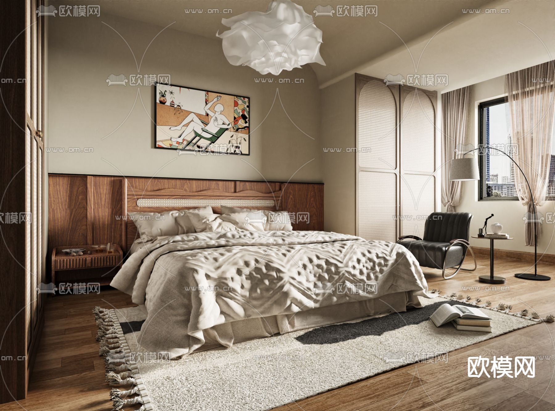 中古风卧室 主卧su模型下载（渲染图1）