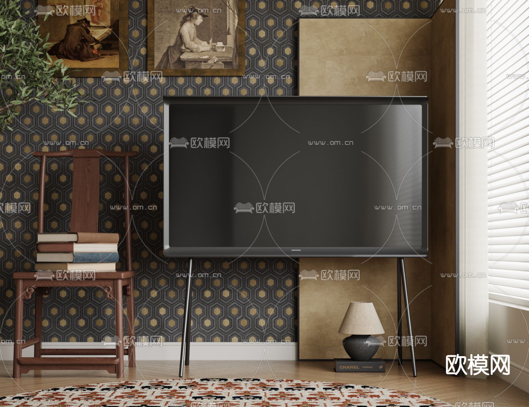 三星电视机su模型下载（渲染图1）