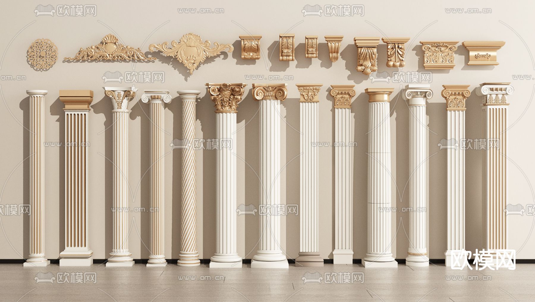 欧式柱子 罗马柱 石膏柱3d模型下载
