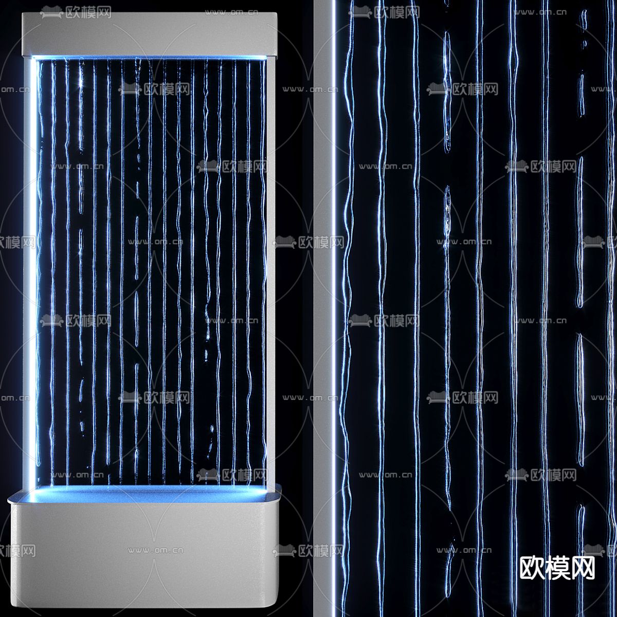 瀑布 水幕 喷泉 水流3d模型下载（渲染图1）