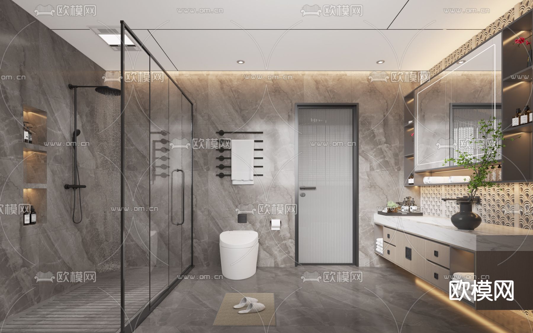 现代卫生间 浴室su模型下载（渲染图1）