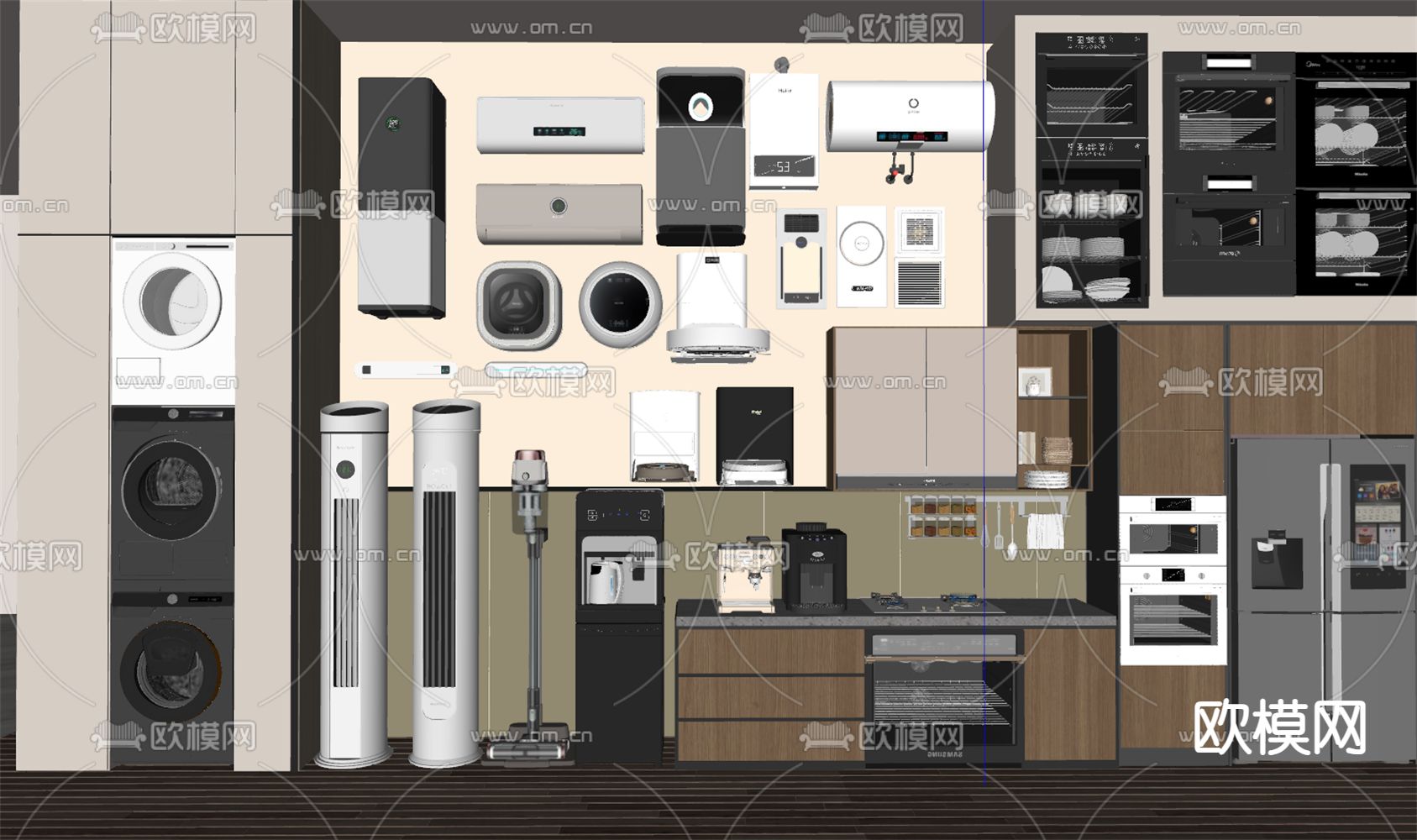 冰箱 洗衣机 空调su模型下载（渲染图2）