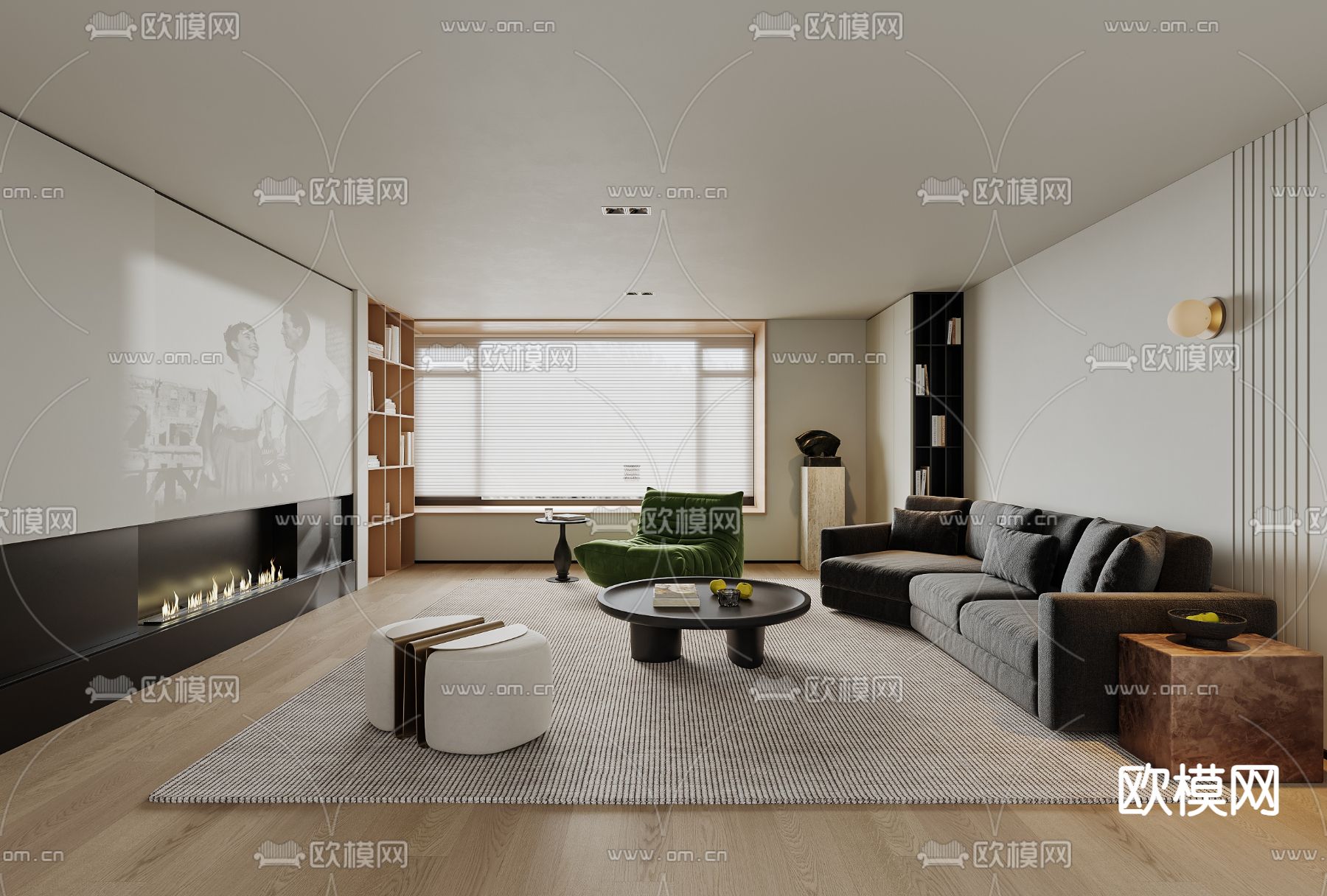 侘寂客厅3d模型下载（渲染图1）