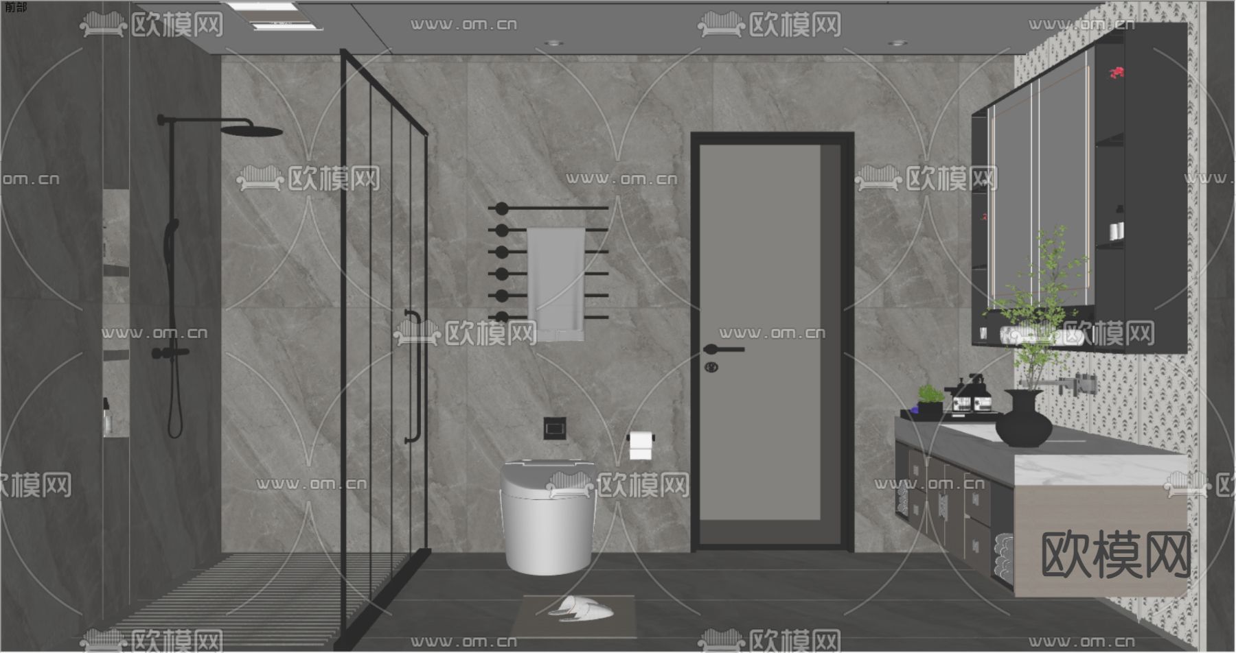 现代卫生间 浴室su模型下载（渲染图2）