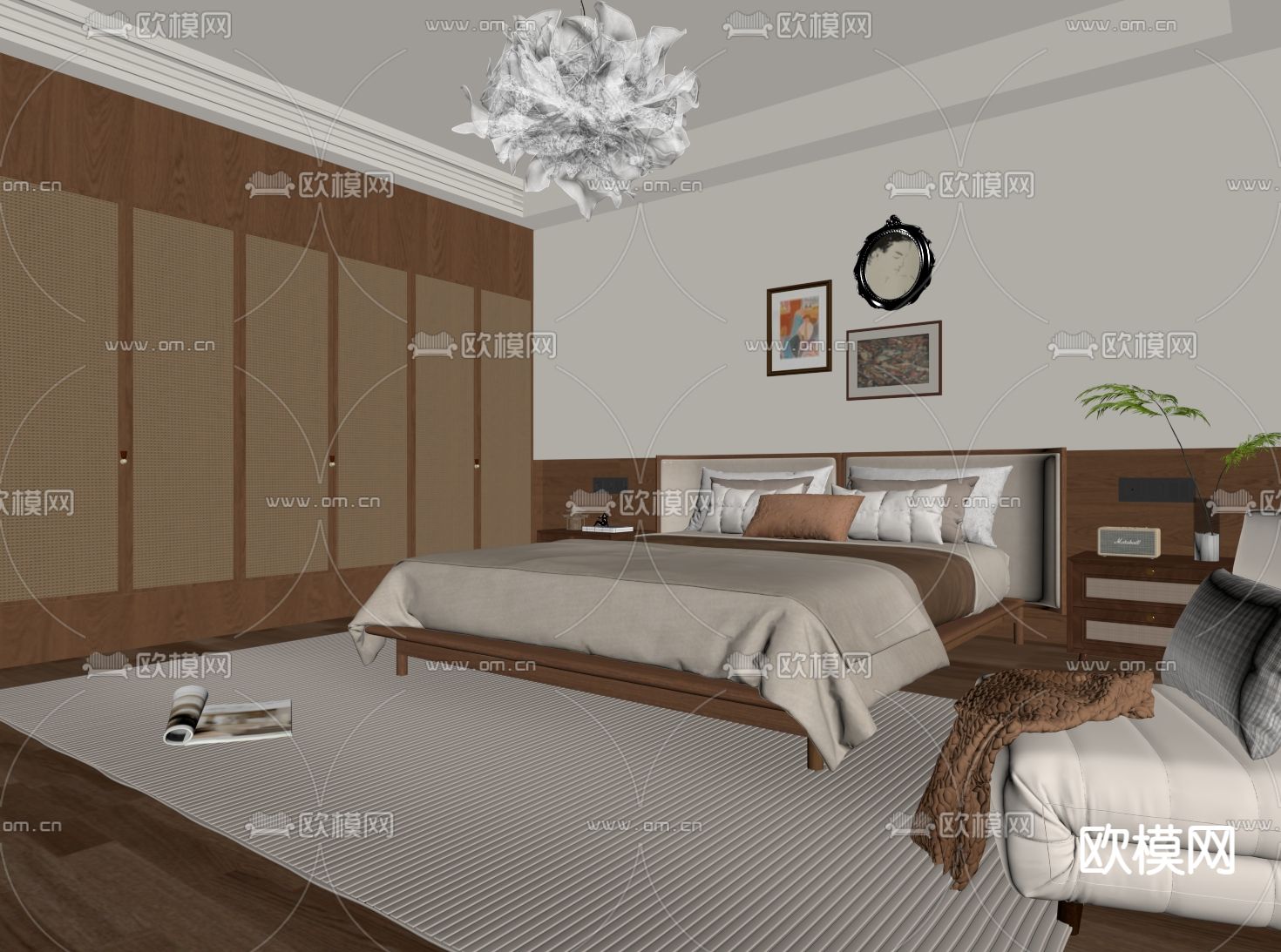 中古风卧室 主卧su模型下载（渲染图2）