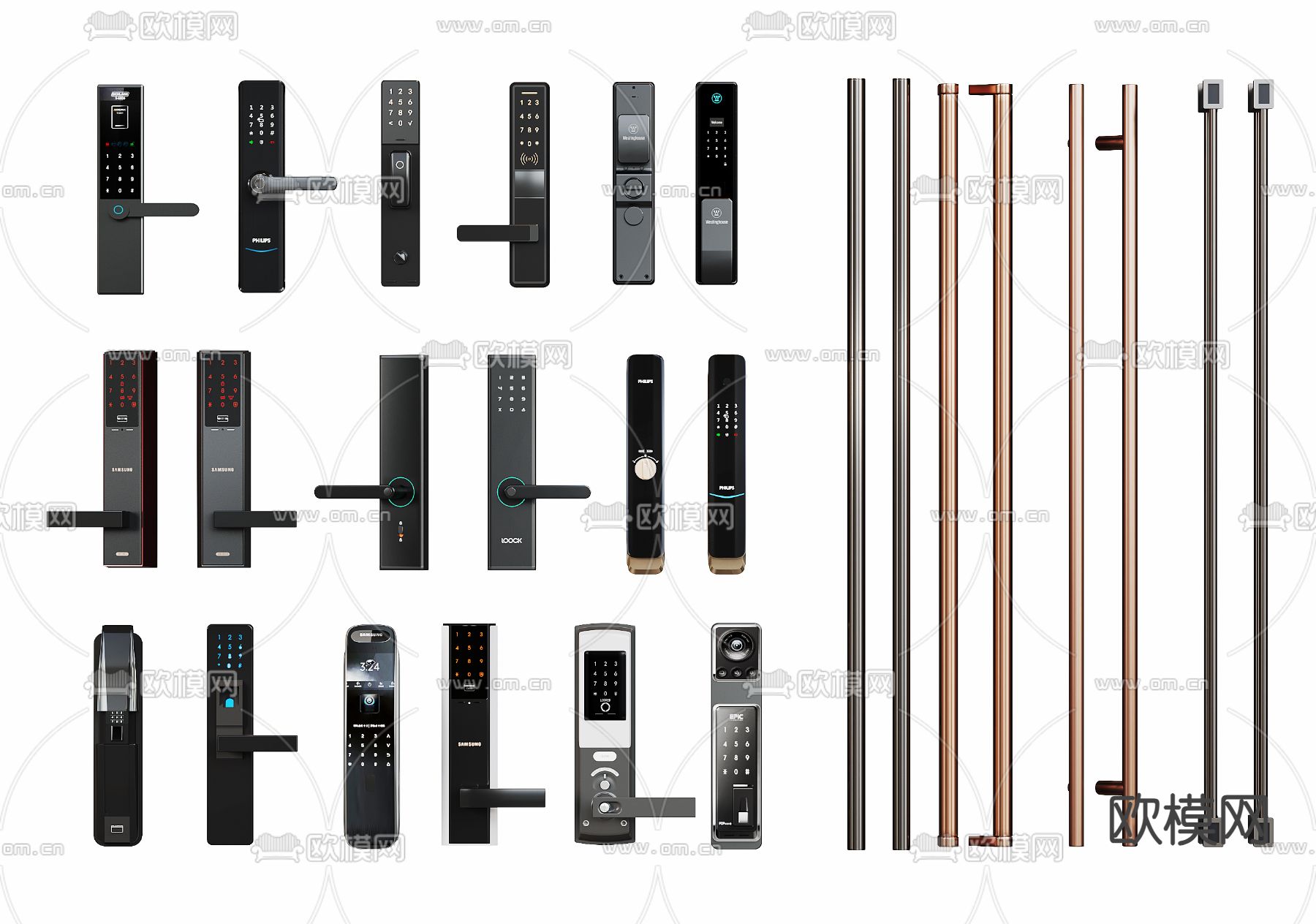 门把手 门锁 密码锁 指纹锁3d模型下载