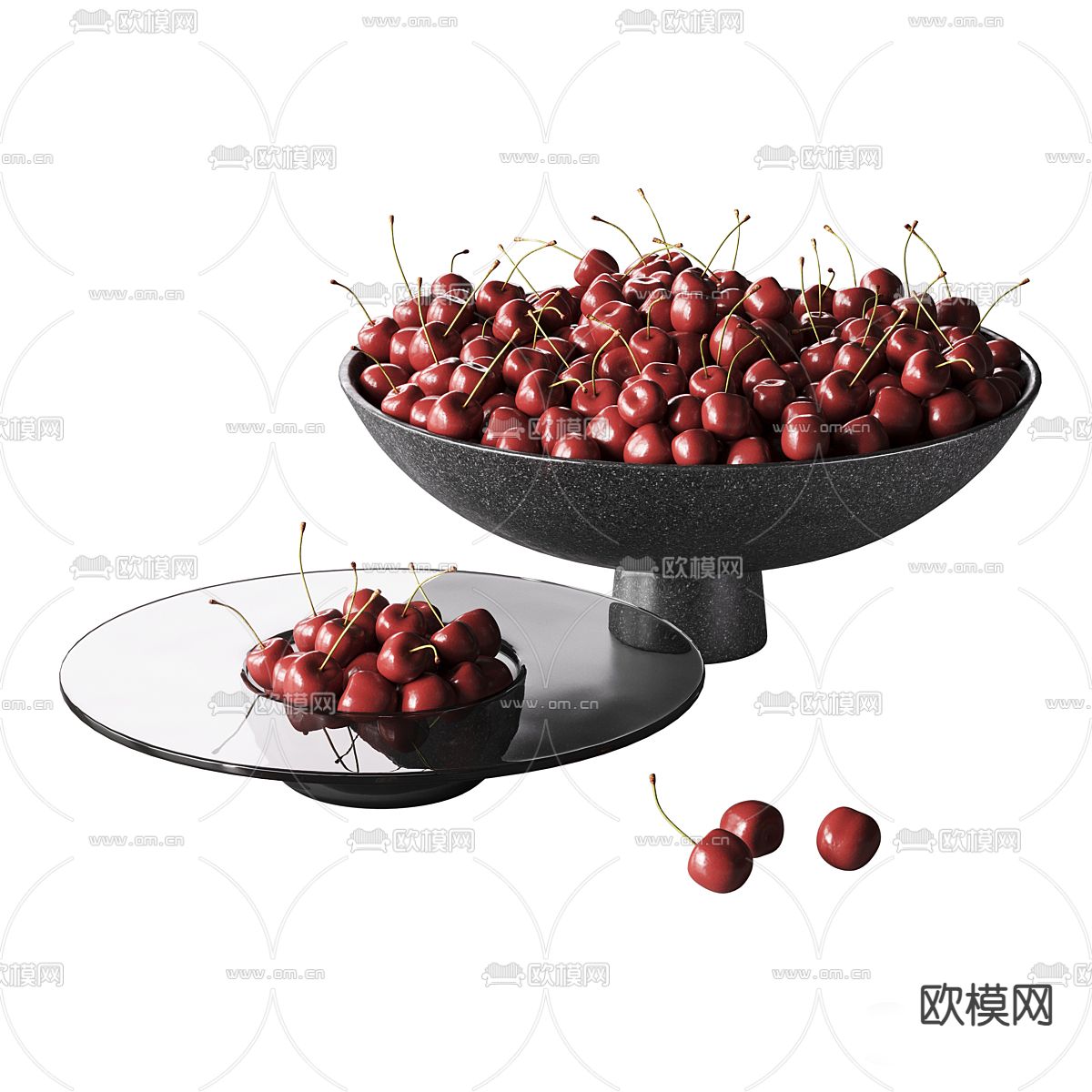 水果 樱桃 果盘3d模型下载（渲染图1）