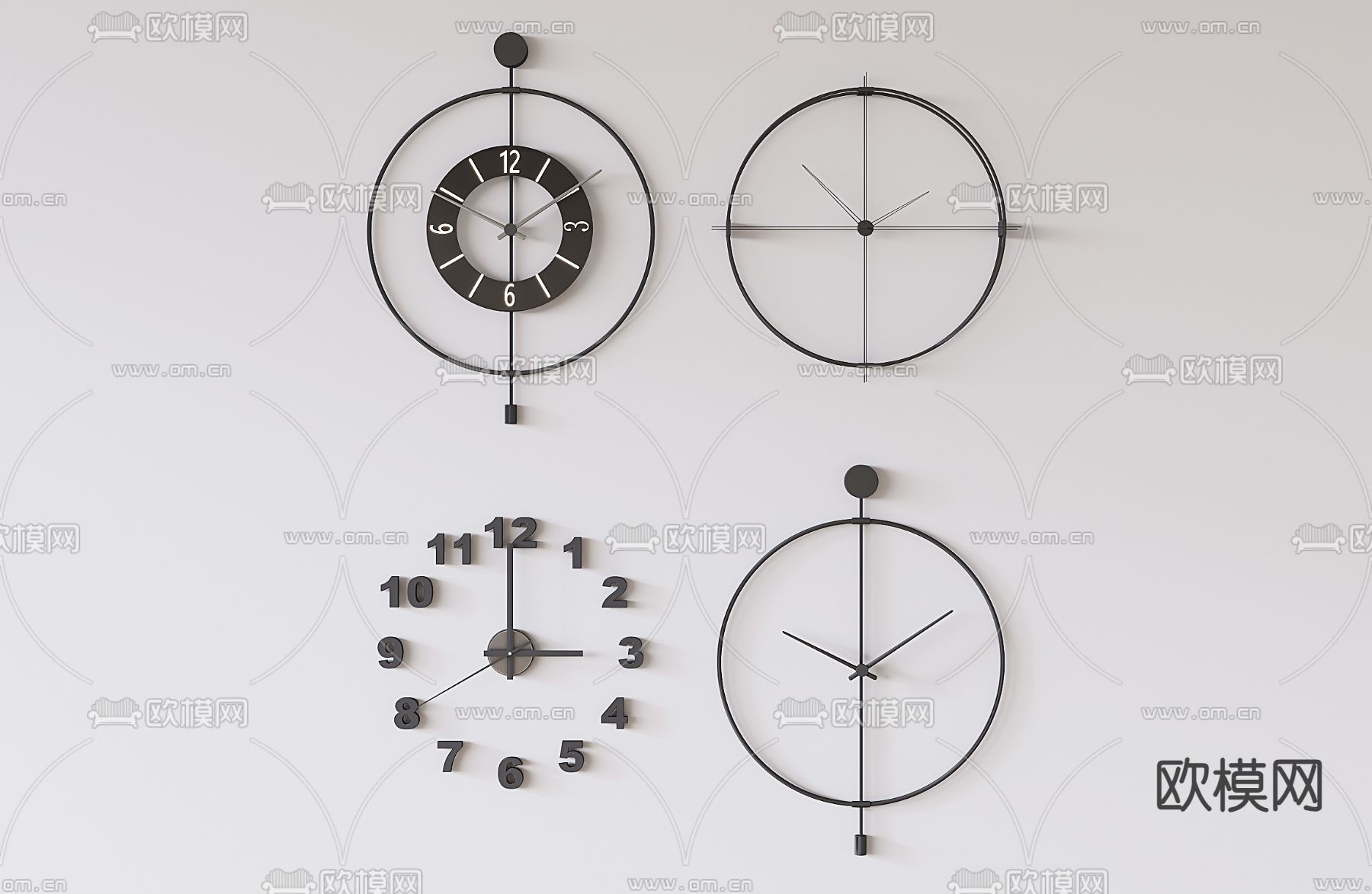 挂钟 墙饰 时钟su模型下载（渲染图1）