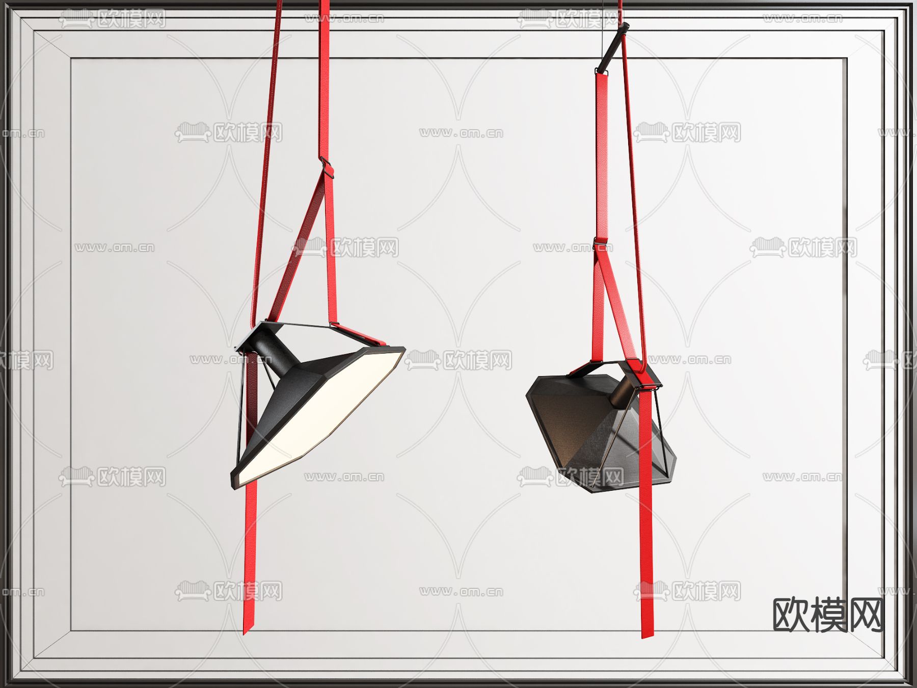 金属吊灯 皮带吊灯su模型下载（渲染图1）