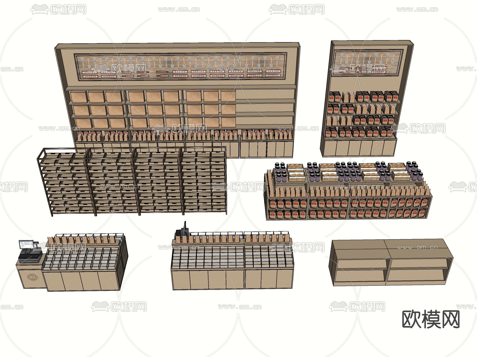 货架 展柜 展台 干货柜su模型