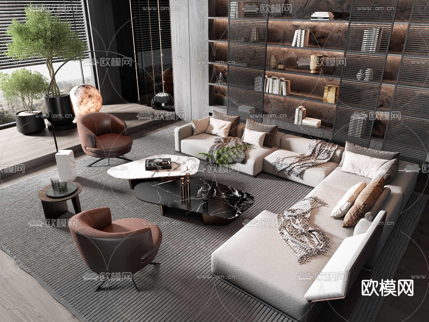 Poliform 组合沙发3d模型下载（渲染图1）