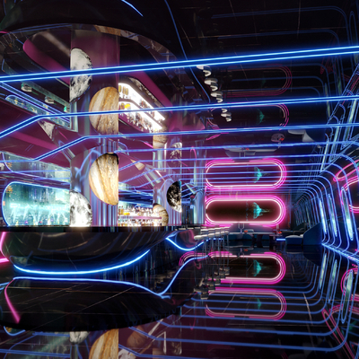  现代酒吧su模型 