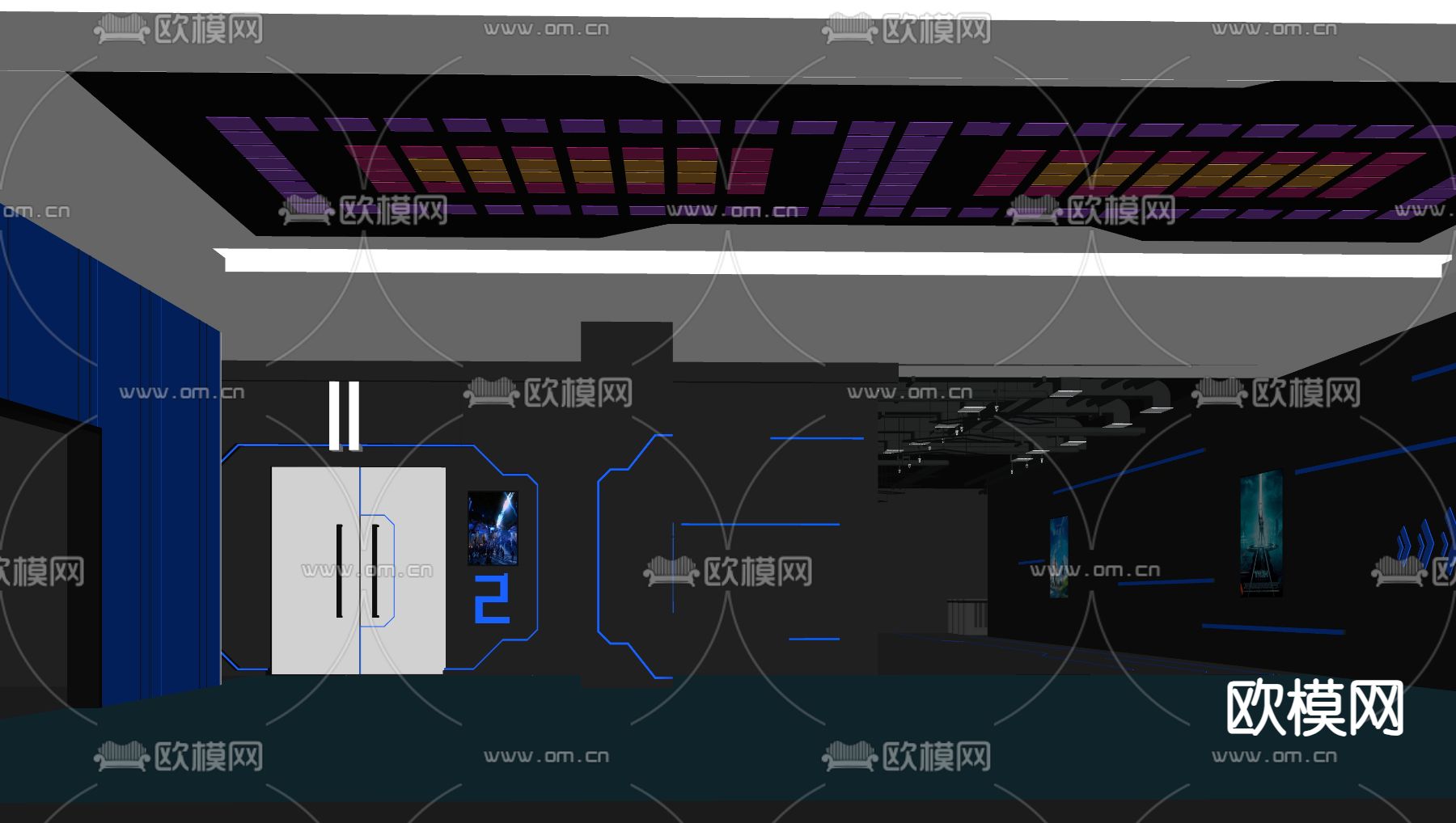 现代电影院su模型下载（渲染图2）