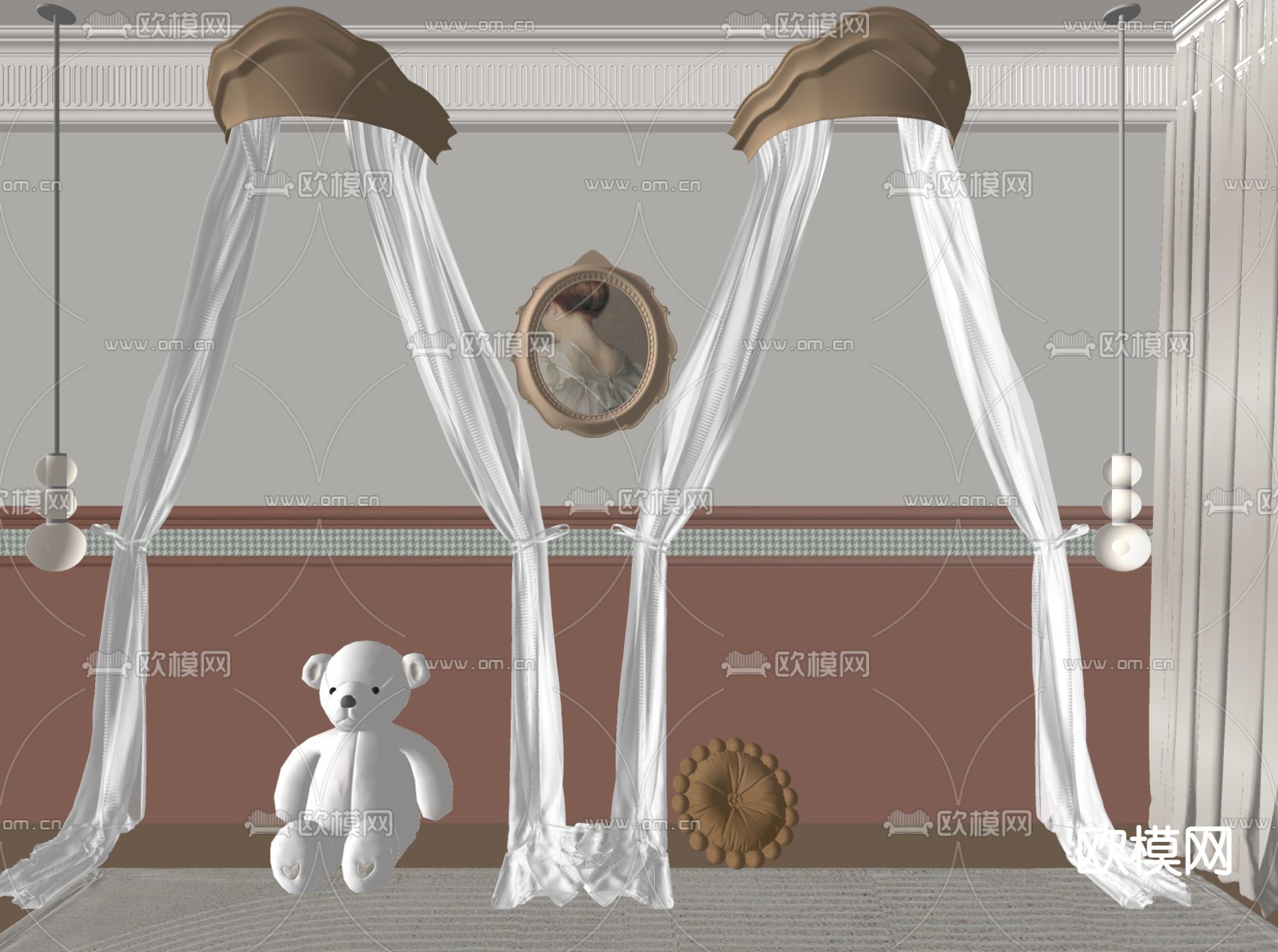 法式床幔su模型下载（渲染图2）