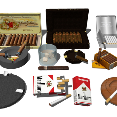  香烟 雪茄 烟灰缸su模型 