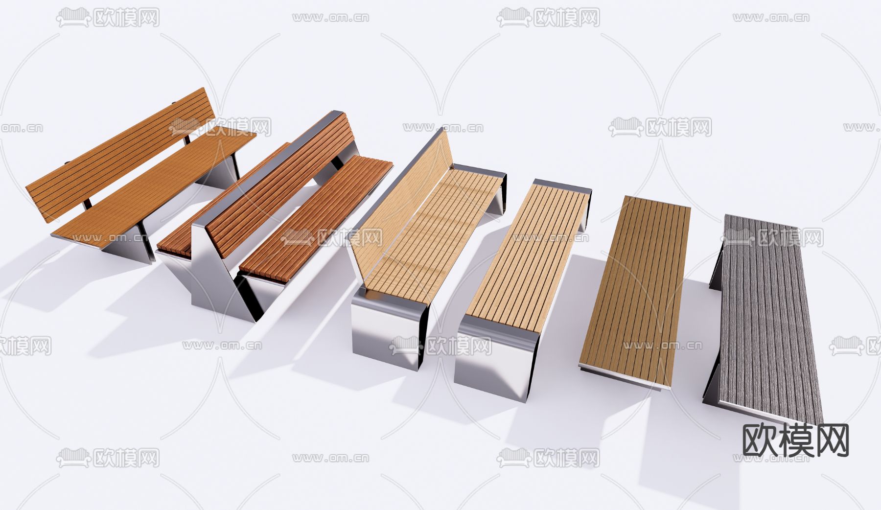 景观座椅 原木长凳 条凳su模型下载（渲染图1）