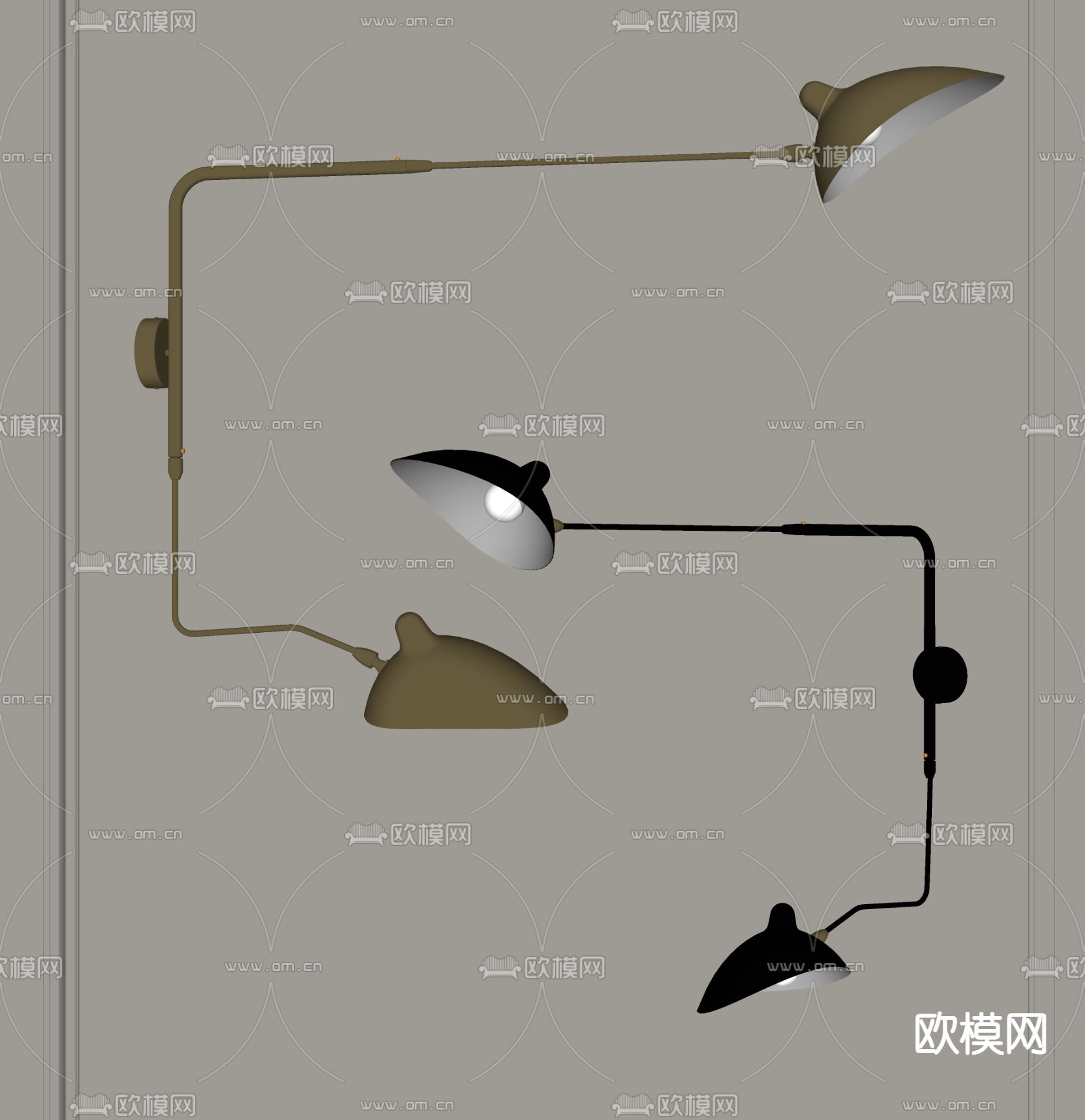 现代金属壁灯su模型下载（渲染图2）