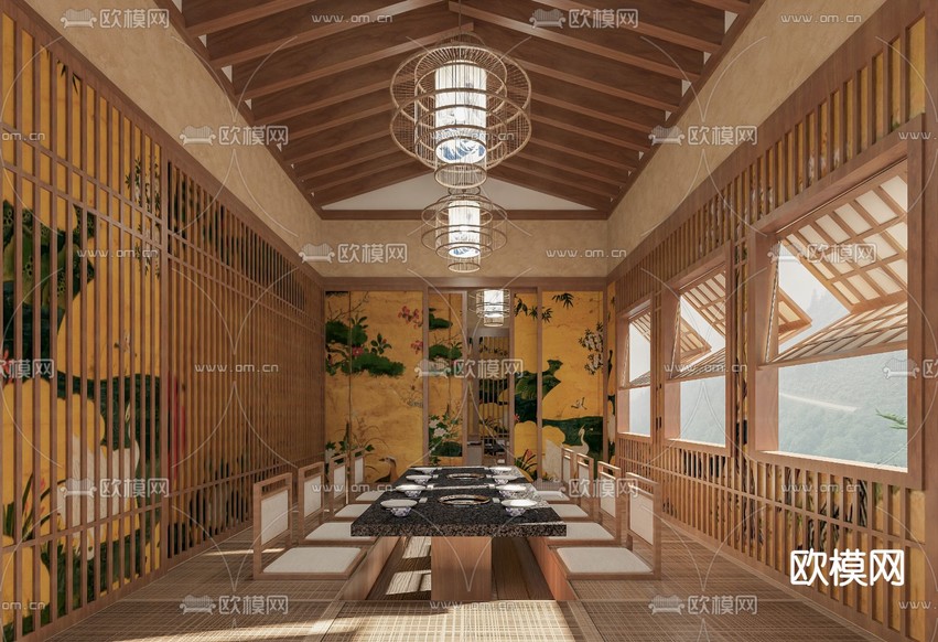 日式餐厅包房 包间 包厢3d模型下载