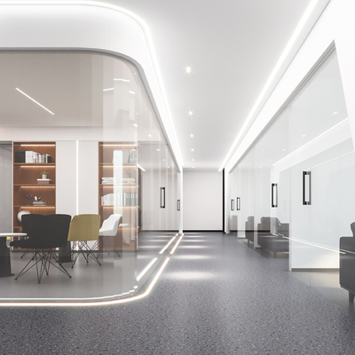  现代公司过道 办公室走廊su模型 