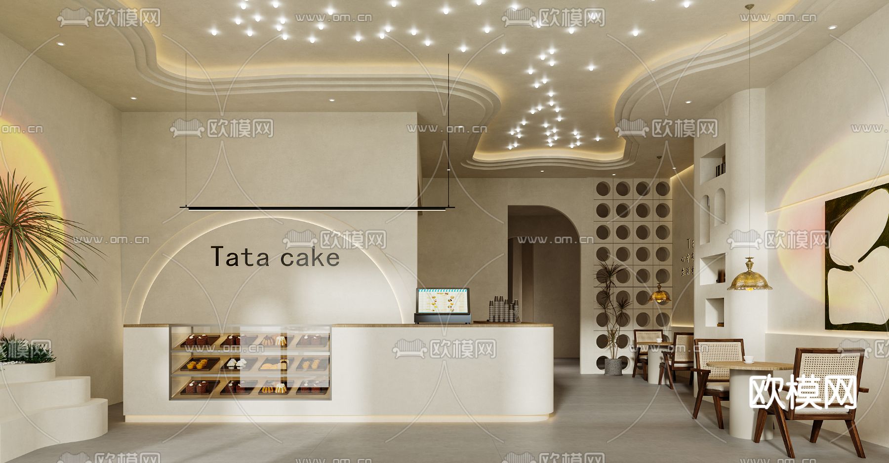 咖啡厅 蛋糕店 甜点店3d模型下载（渲染图1）