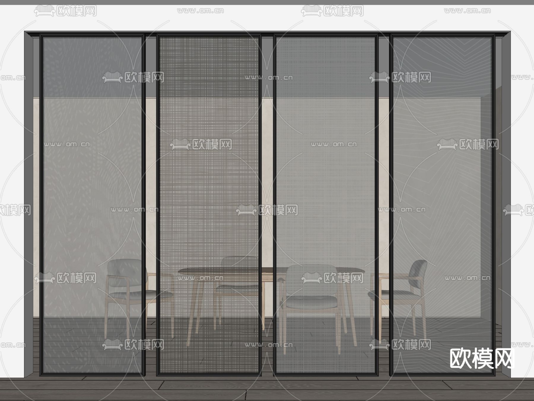 玻璃隔断su模型