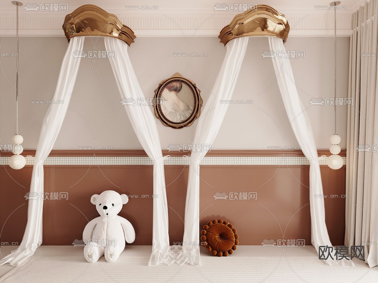 法式床幔su模型下载（渲染图1）