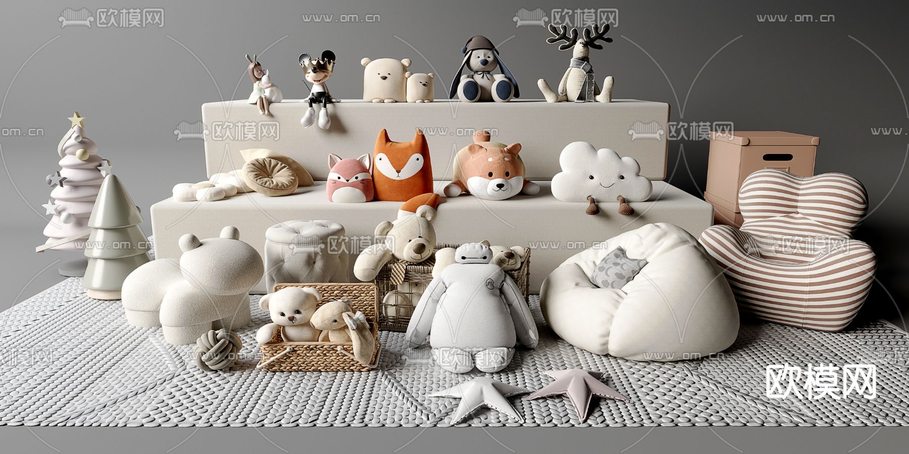 抱枕 玩偶 懒人沙发su模型下载（渲染图1）