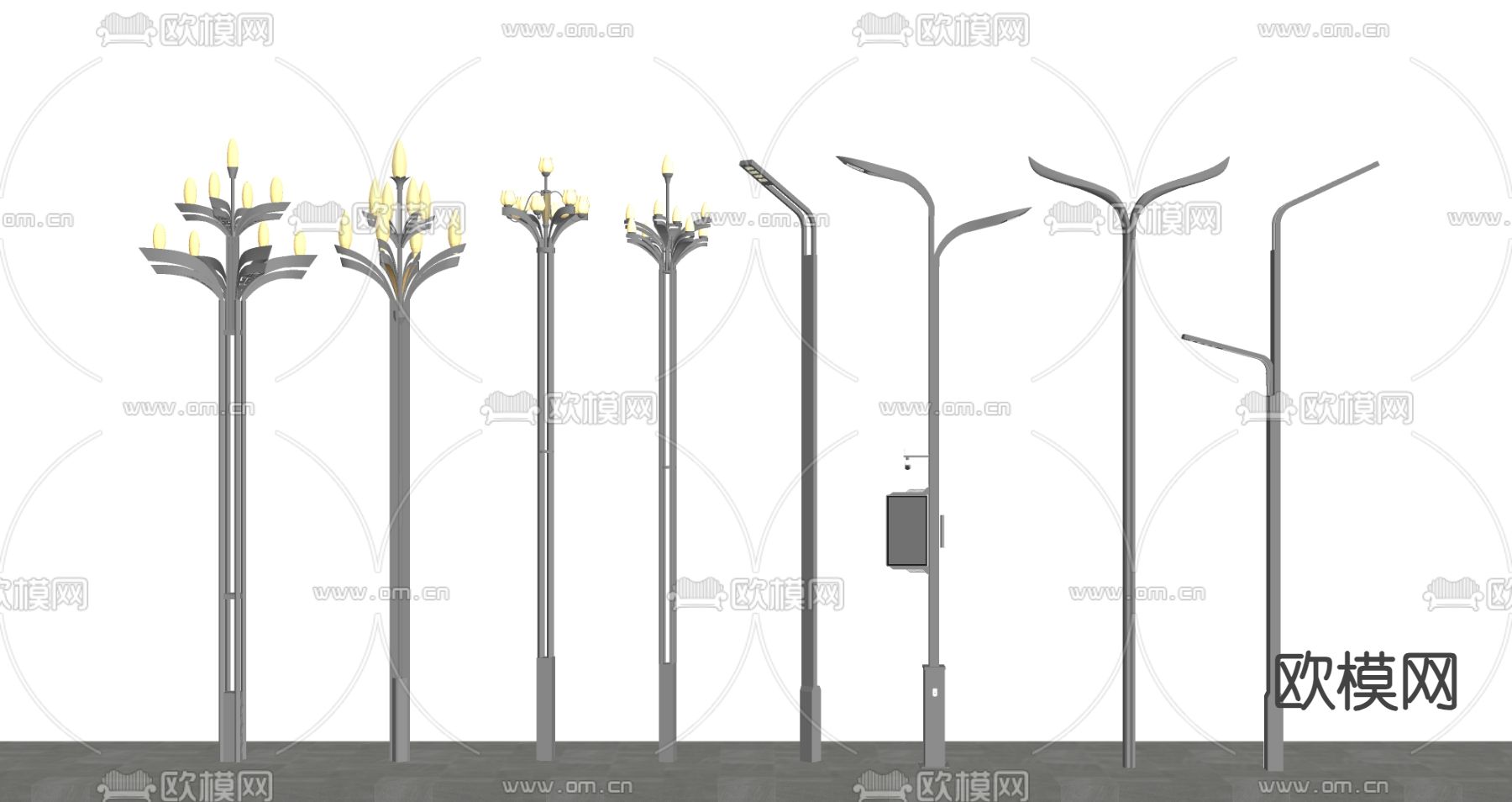 现代路灯 户外灯su模型下载（渲染图2）