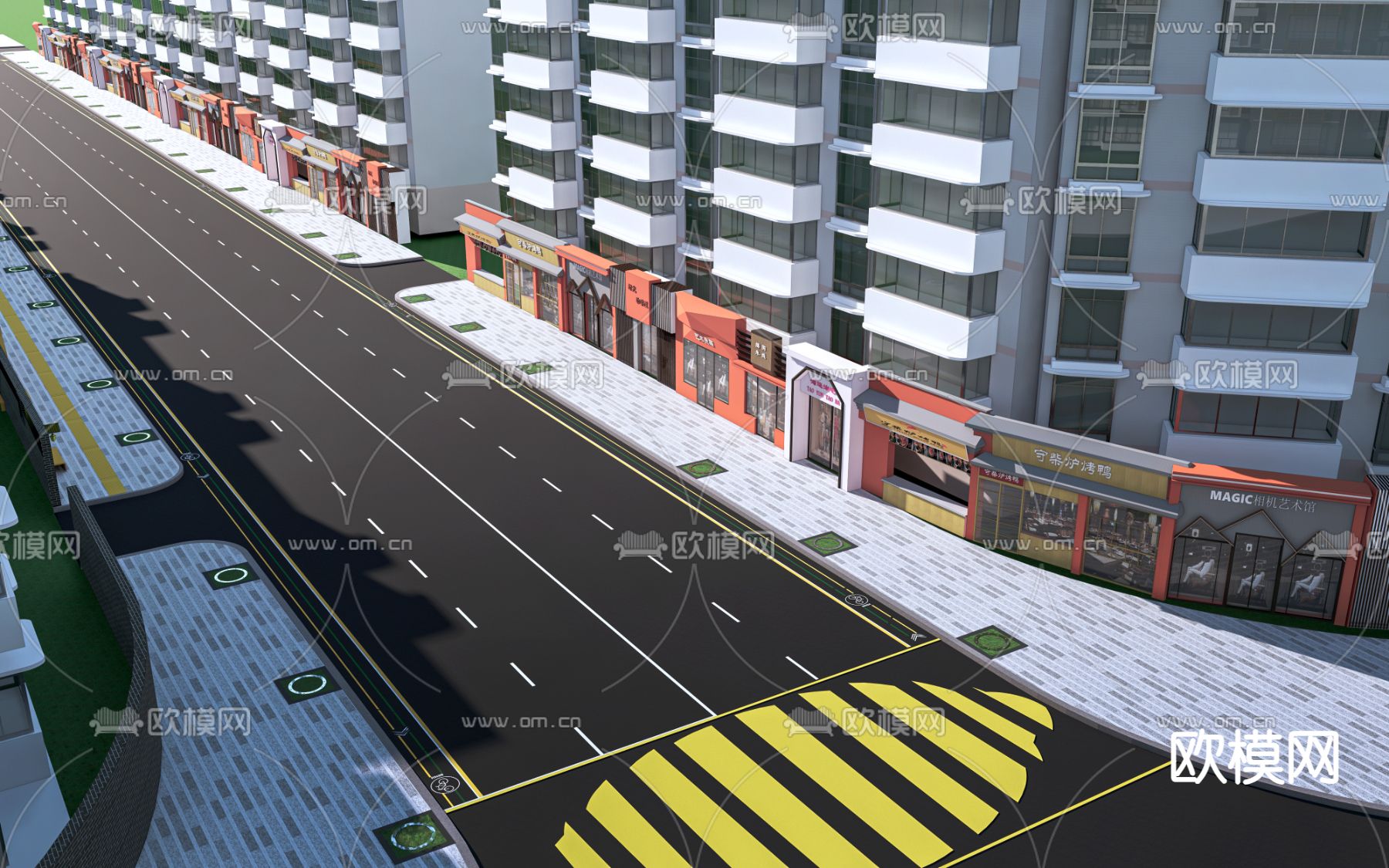 老旧城区街道 旧城改造su模型下载（渲染图1）