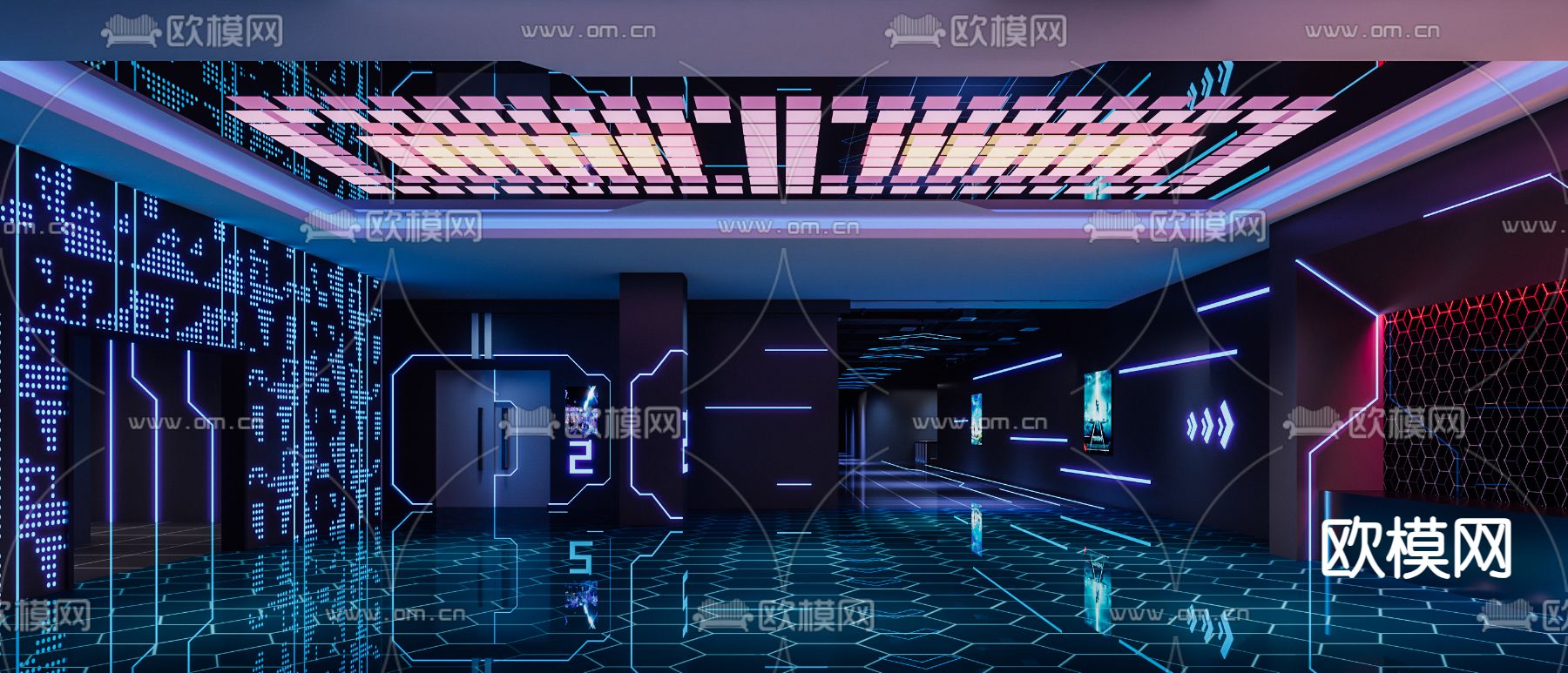 现代电影院su模型下载（渲染图1）