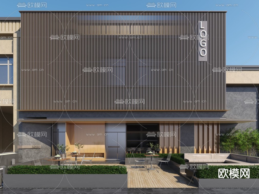 西餐厅门头 门面3d模型下载_ID14258496_3dmax免费模型-欧模网