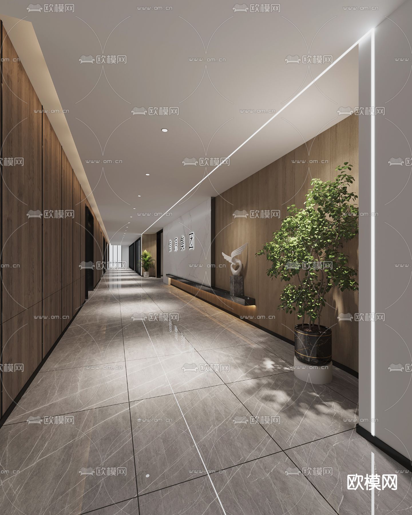 公司走廊 过道3d模型下载