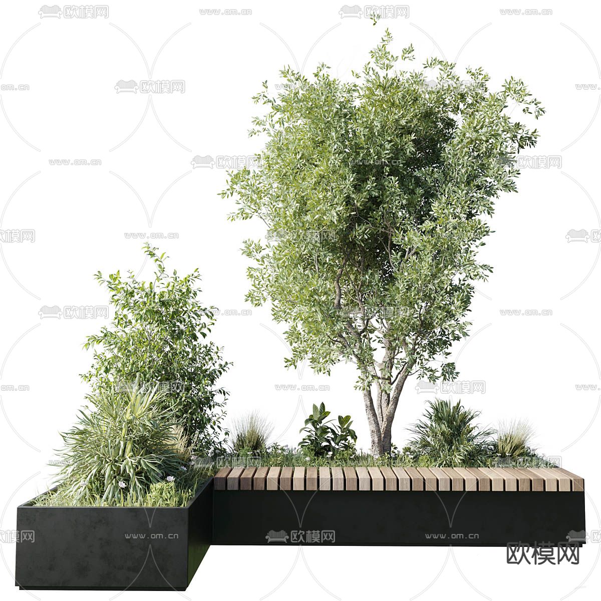 户外椅 树池椅 公园椅3d模型下载（渲染图2）