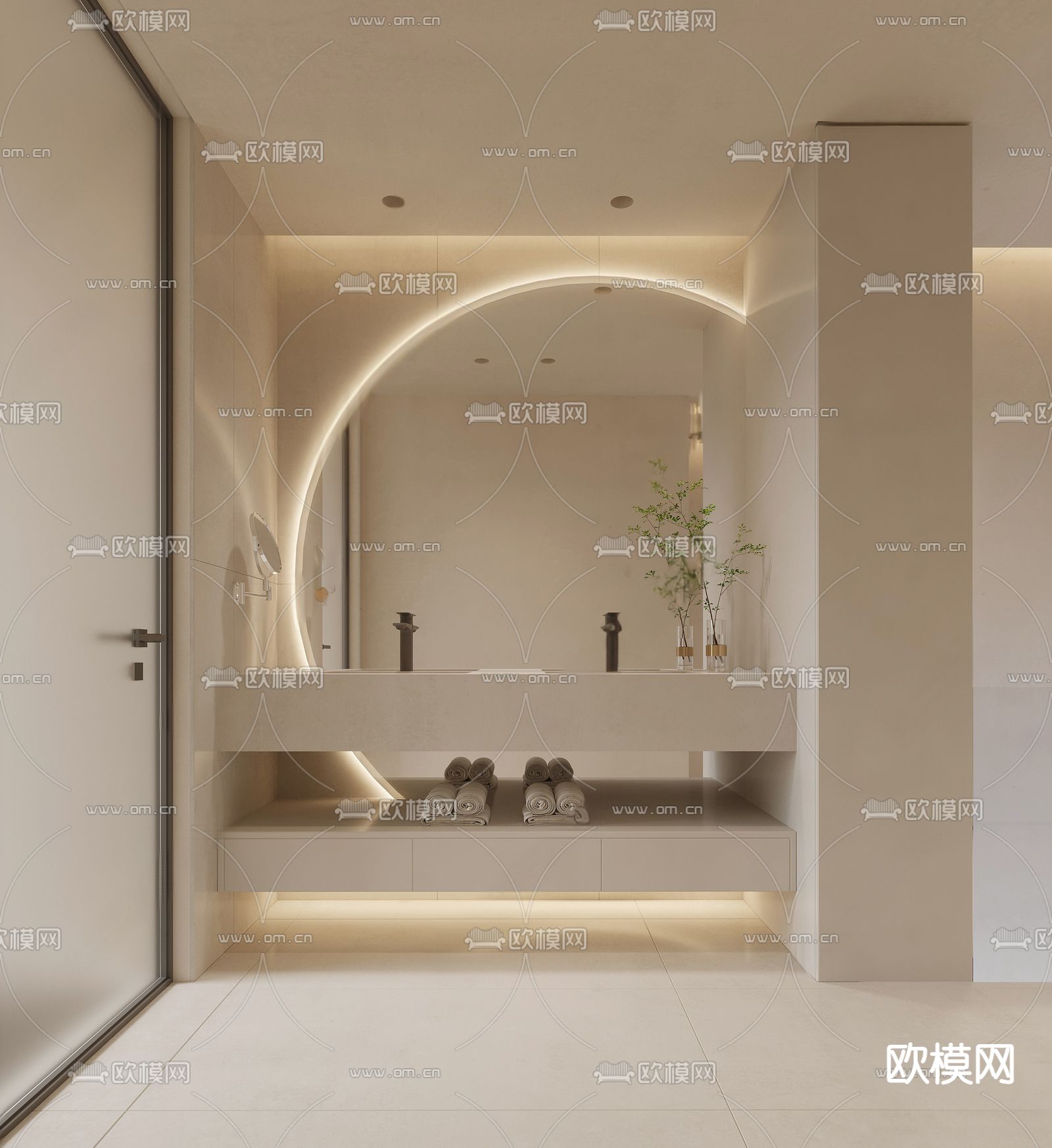 侘寂风卫生间su模型下载（渲染图1）