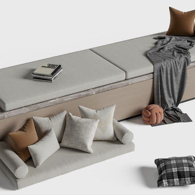  现代飘窗垫su模型 