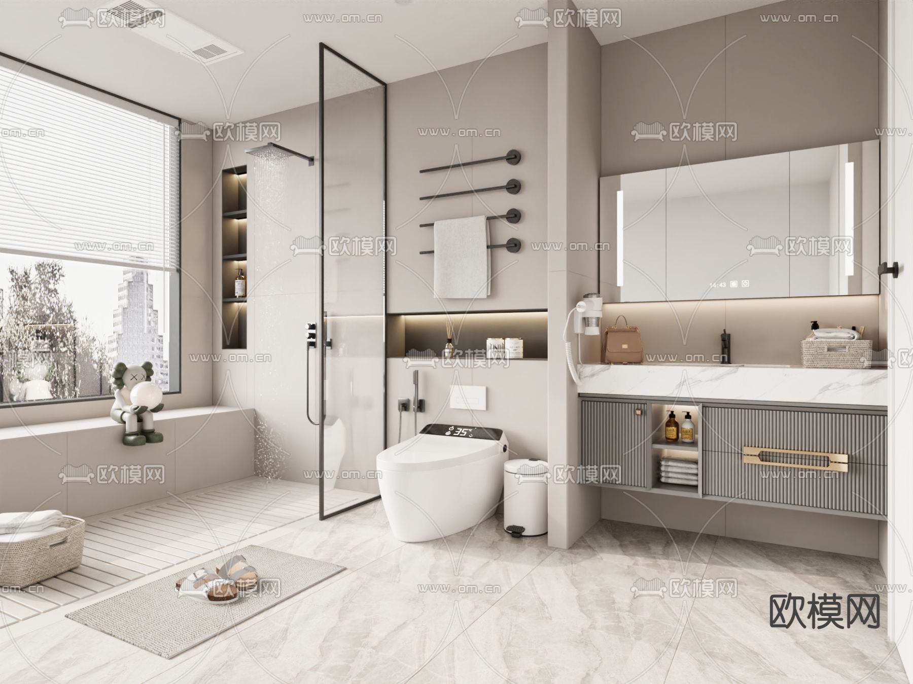 现代卫生间 浴室 洗手间3d模型下载