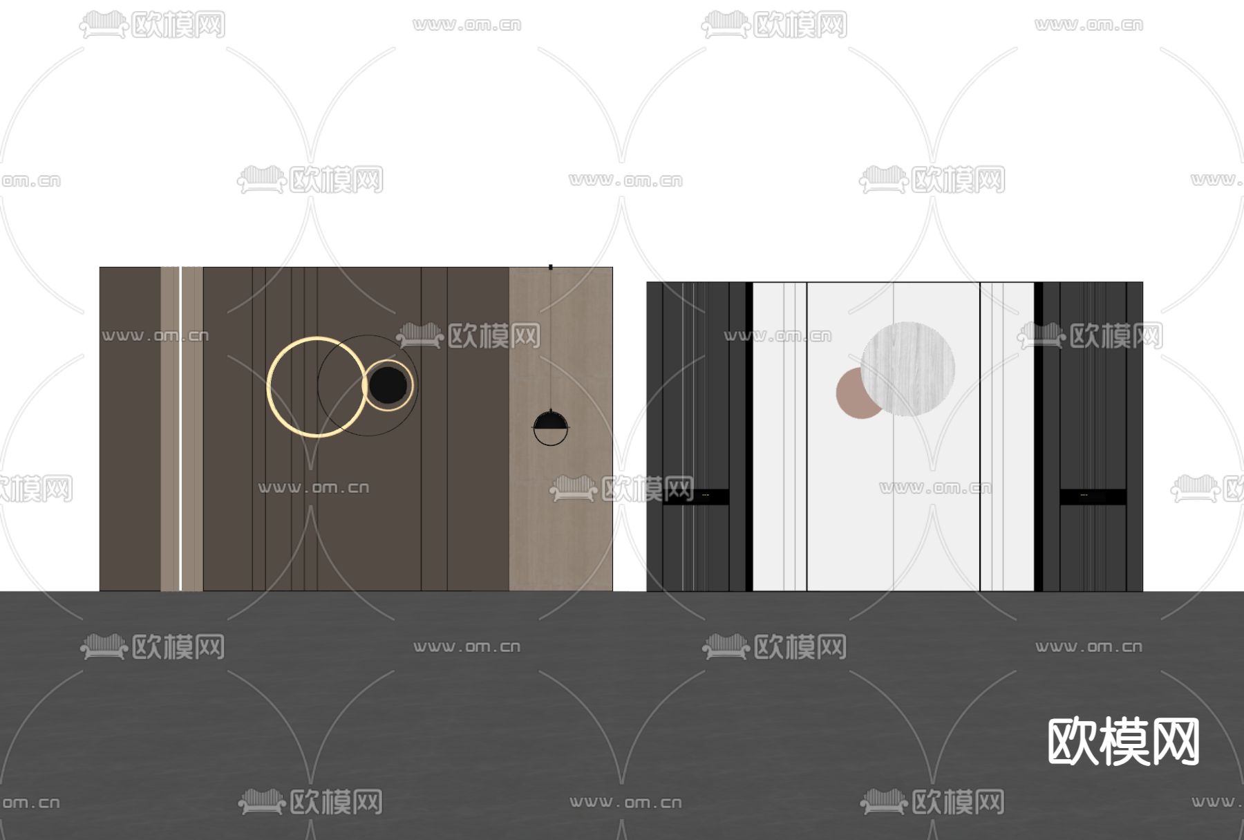 沙发背景墙su模型下载（渲染图2）