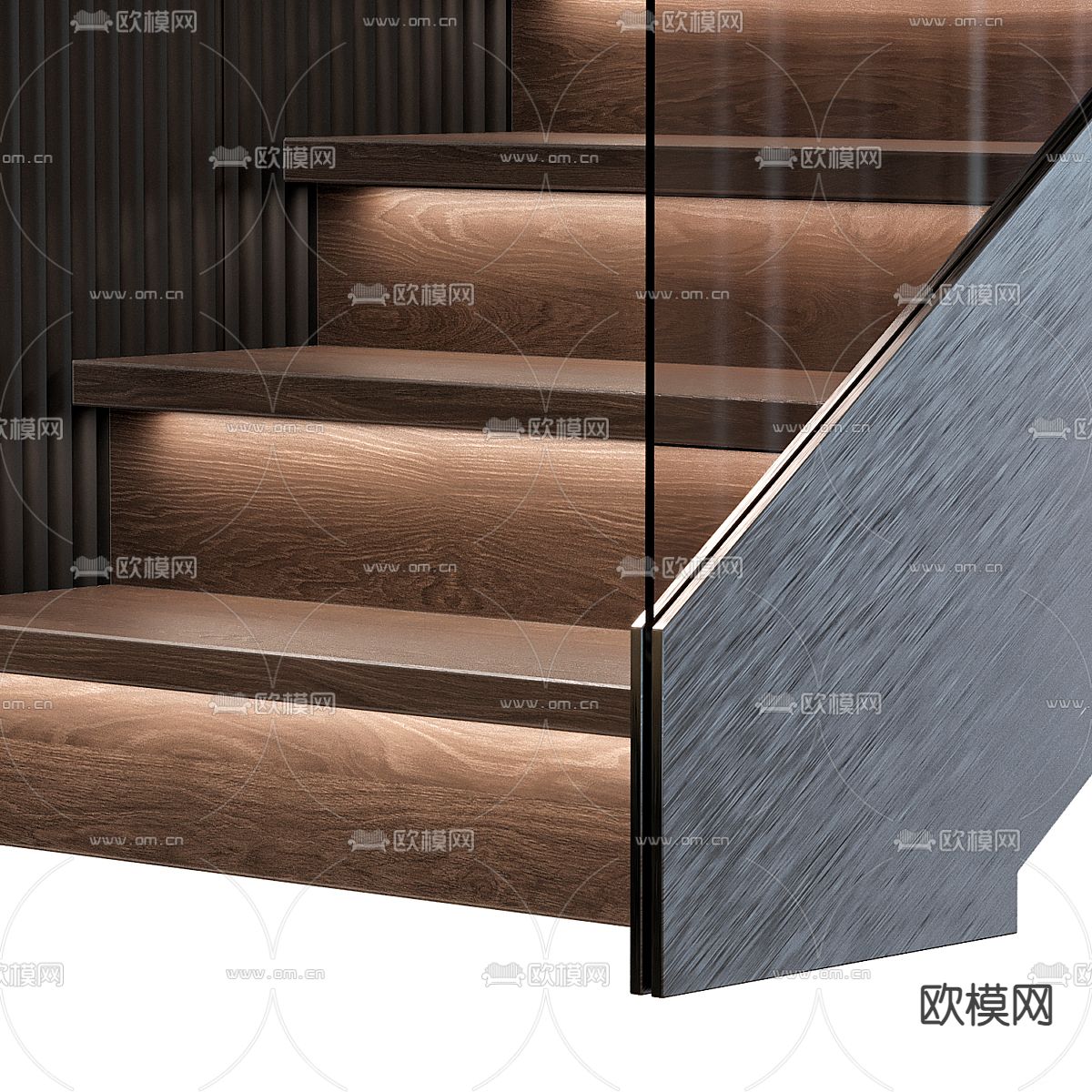 玻璃楼梯3d模型下载（渲染图2）