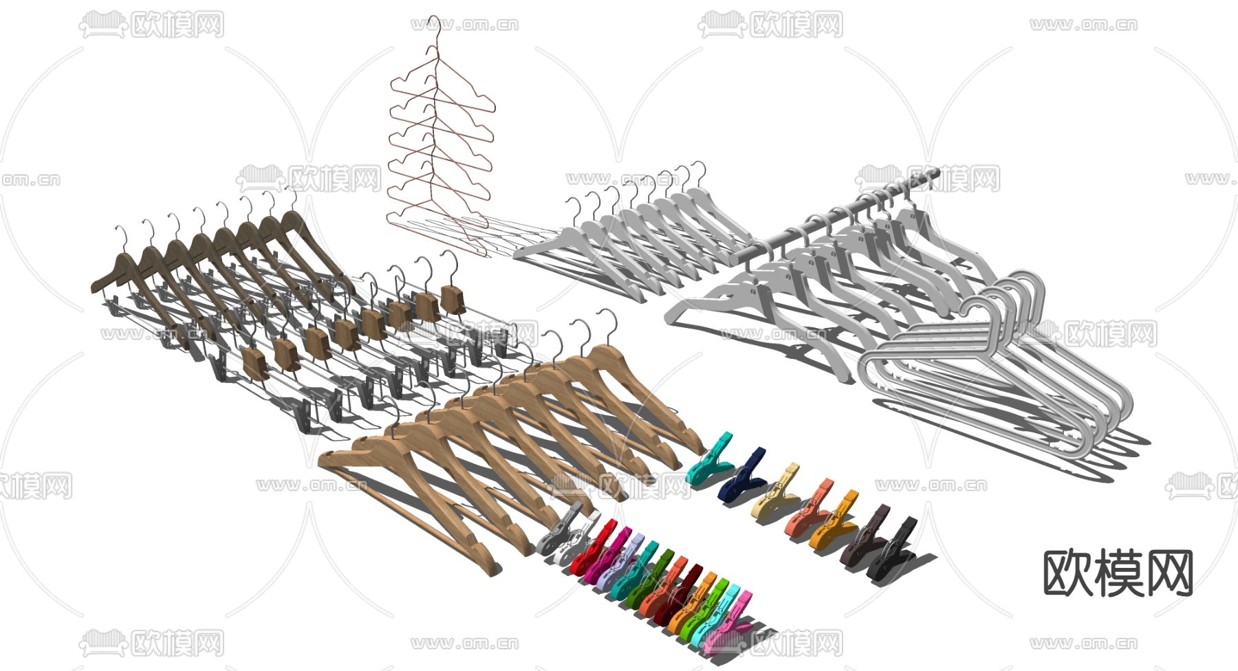 挂衣架 夹子su模型下载（渲染图2）