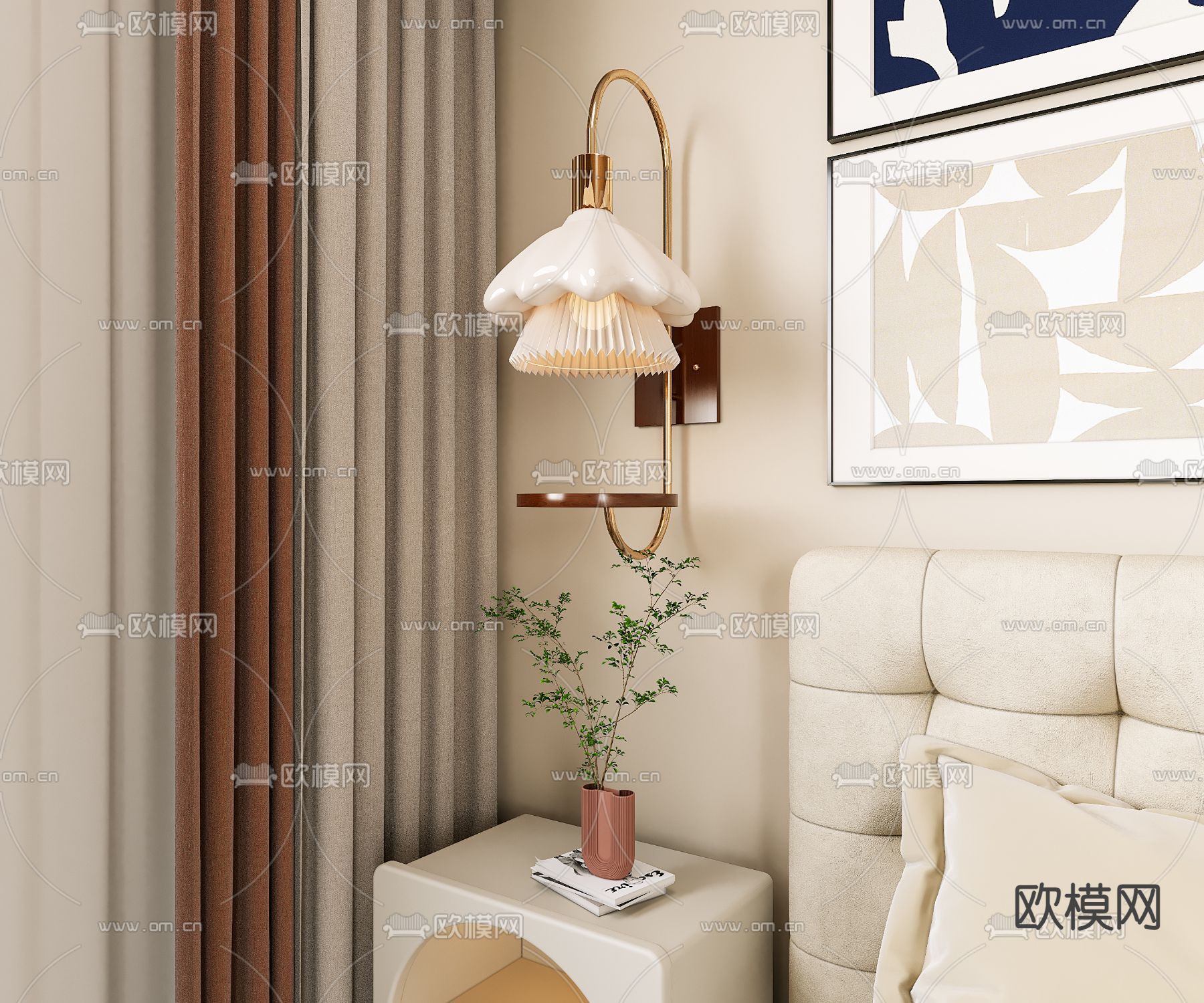 法式壁灯 花瓣壁灯 床头灯3d模型下载