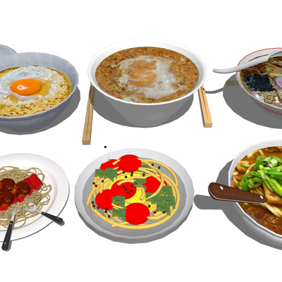  面食 面条 美食 食物su模型 