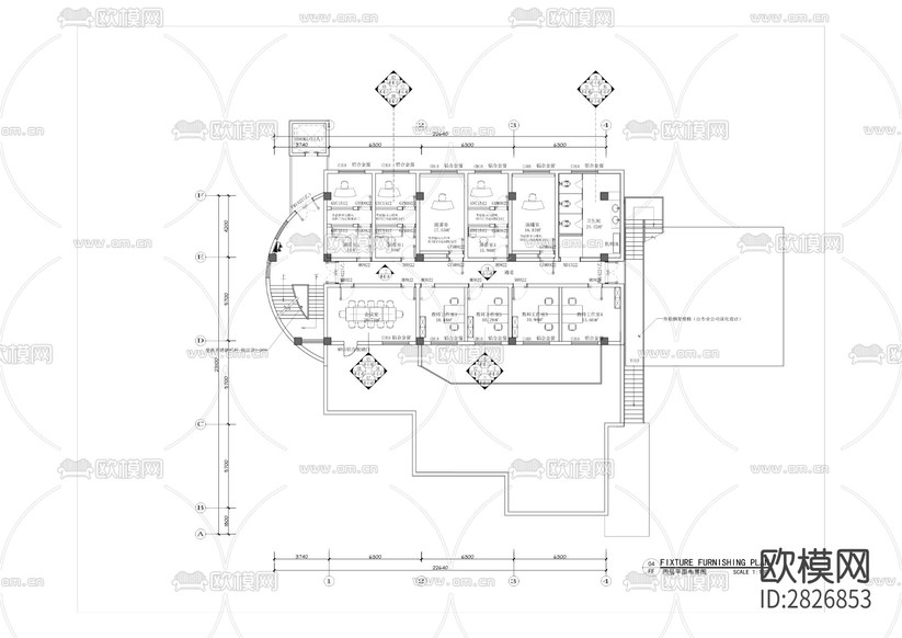 西南大學(xué)出版社舊樓改造cad施工圖下載(渲染圖3)