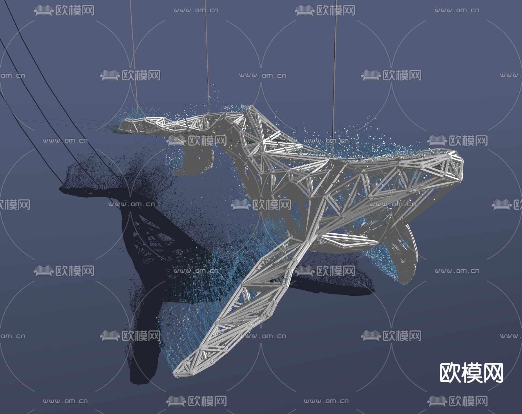 现代鲸鱼雕塑su模型下载（渲染图2）