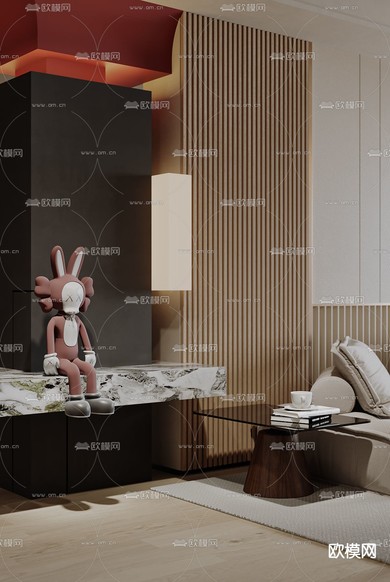 现代客厅3d模型下载(渲染图3)