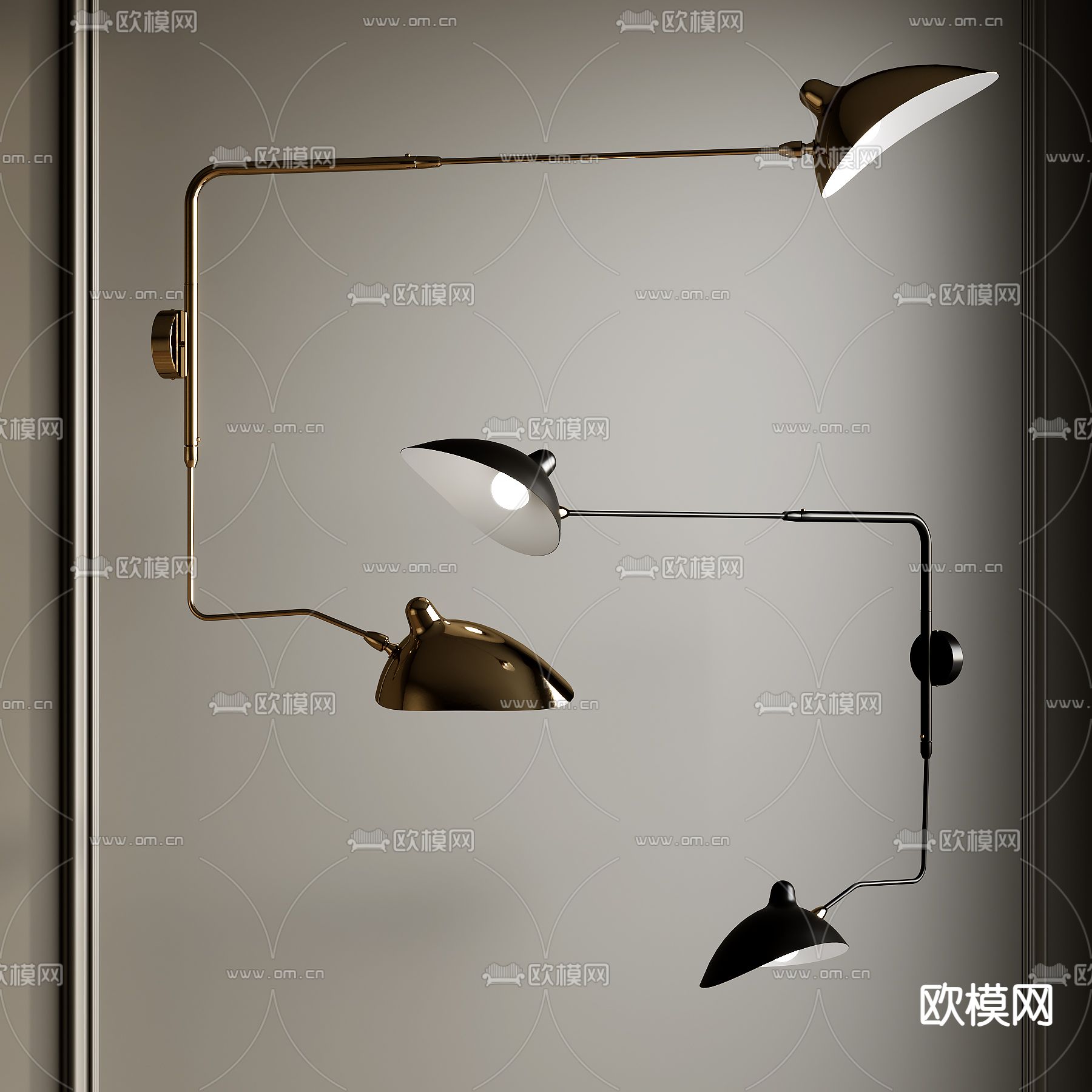 现代金属壁灯su模型下载（渲染图1）