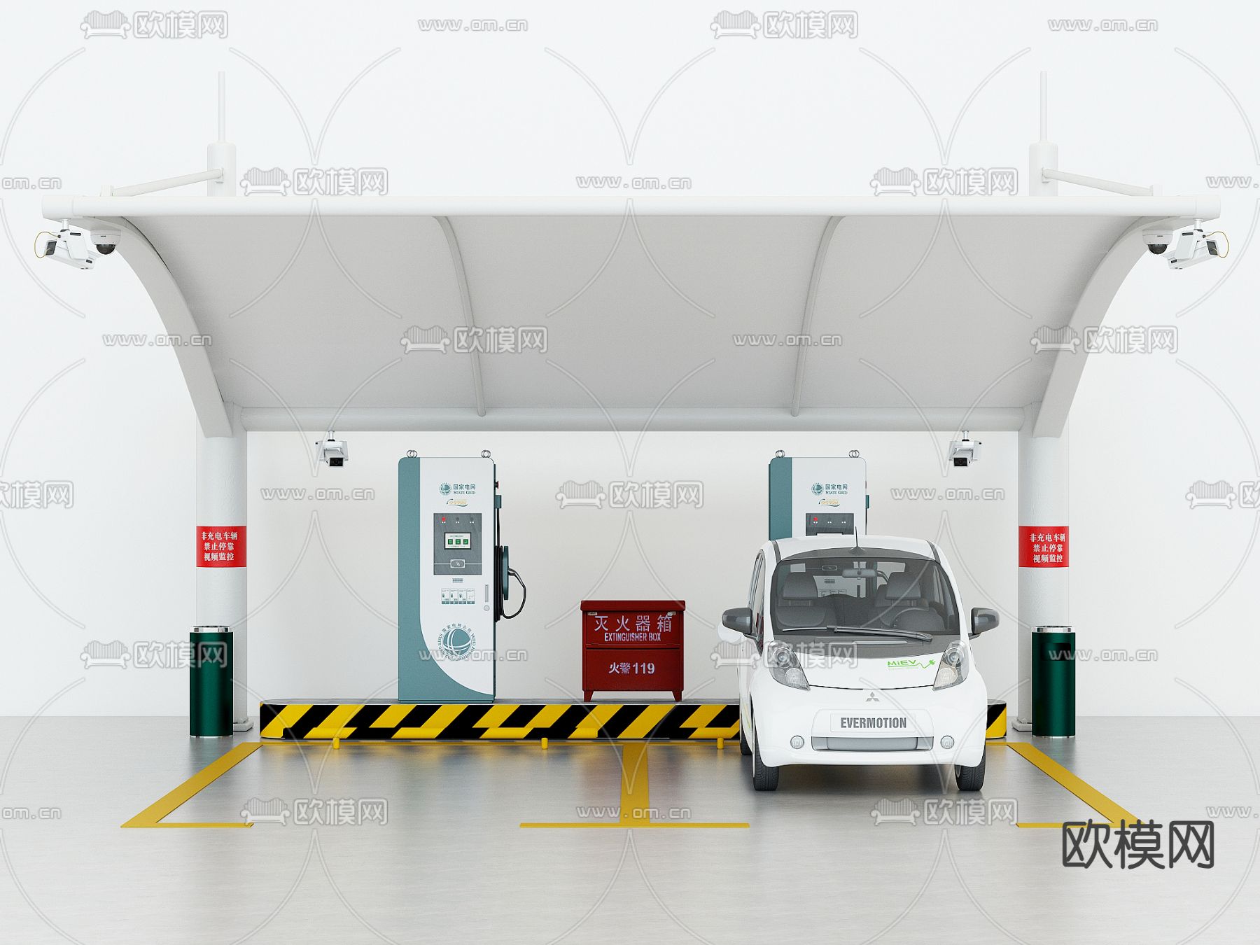 新能源充电站3d模型下载