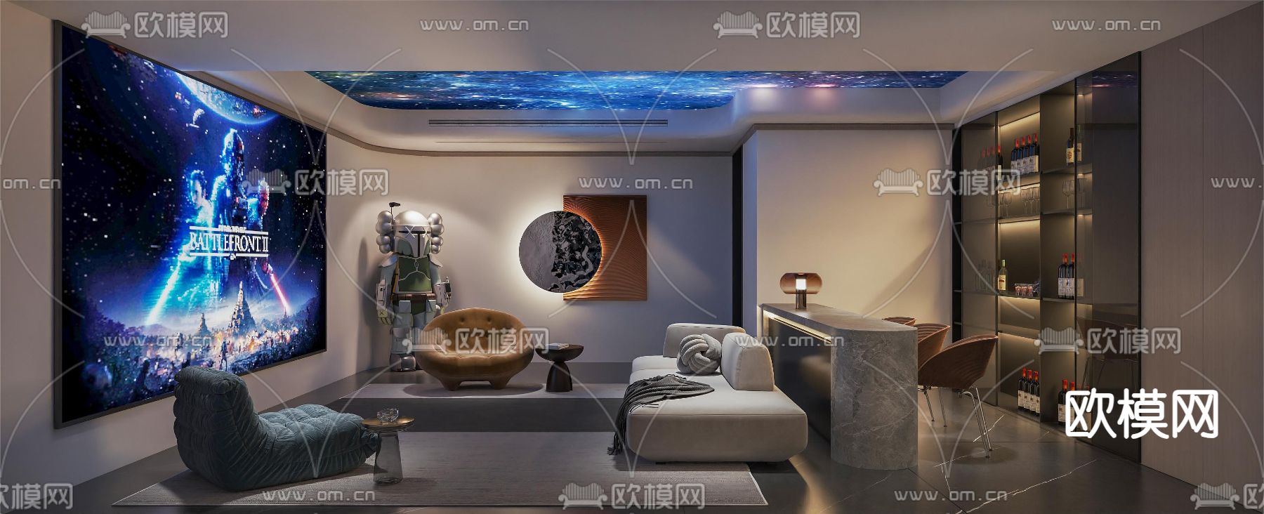 视听室 影音室3d模型下载